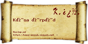 Kása Árpád névjegykártya